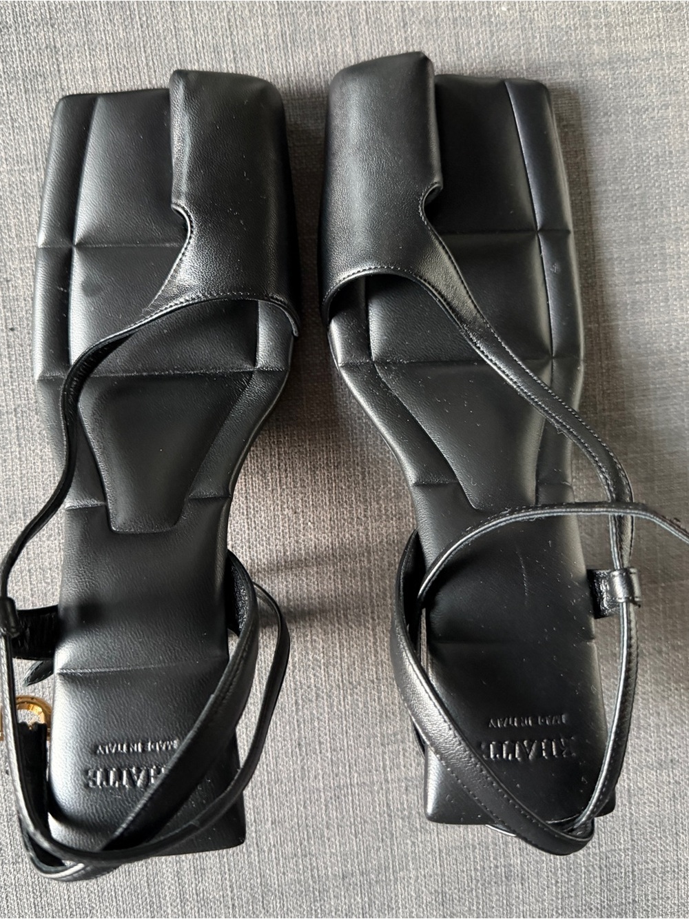 KHAITE Black Square-Toe Strappy Sandals SIZE 36